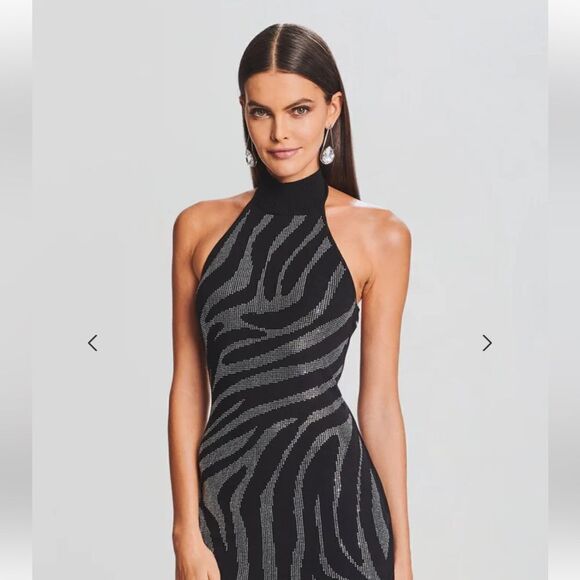 Retrofete Kaisley midi dress black crystal rhinestone knit party bodycon Revolve - Picture 7 of 17